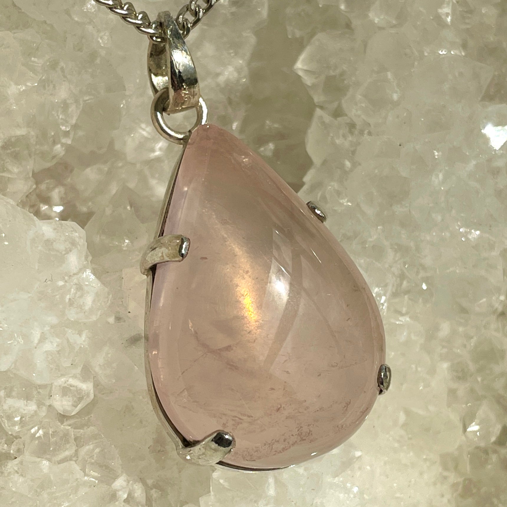Rose Quartz Silver Pendant Large - SP99 Rose Quartz Silver Pendant Large - SP99
